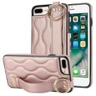 For iPhone 7 Plus / 8 Plus Non-slip Full Coverage Ring PU Phone Case with Wristband(Rose Gold) - 1