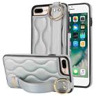 For iPhone 7 Plus / 8 Plus Non-slip Full Coverage Ring PU Phone Case with Wristband(Silver) - 1