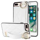 For iPhone 7 Plus / 8 Plus Non-slip Full Coverage Ring PU Phone Case with Wristband(White) - 1