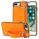 For iPhone 7 Plus / 8 Plus Non-slip Full Coverage Ring PU Phone Case with Wristband(Orange) - 1