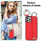 For iPhone 12 Pro / 12  Non-slip Full Coverage Ring PU Phone Case with Wristband(Red) - 5