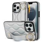 For iPhone 13 Pro Non-slip Full Coverage Ring PU Phone Case with Wristband(Silver) - 1