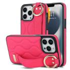 For iPhone 13 Pro Max Non-slip Full Coverage Ring PU Phone Case with Wristband(Rose Red) - 1