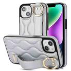 For iPhone 13 mini Non-slip Full Coverage Ring PU Phone Case with Wristband(Silver) - 1