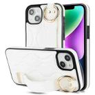 For iPhone 13 mini Non-slip Full Coverage Ring PU Phone Case with Wristband(White) - 1