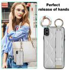 For iPhone XS / X Non-slip Full Coverage Ring PU Phone Case with Wristband(Silver) - 5