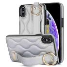 For iPhone XS Max Non-slip Full Coverage Ring PU Phone Case with Wristband(Silver) - 1