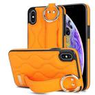 For iPhone XS Max Non-slip Full Coverage Ring PU Phone Case with Wristband(Orange) - 1