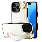 For iPhone 16 Pro Max Non-slip Full Coverage Ring PU Phone Case with Wristband(White) - 1