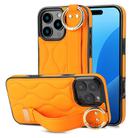 For iPhone 16 Pro Max Non-slip Full Coverage Ring PU Phone Case with Wristband(Orange) - 1