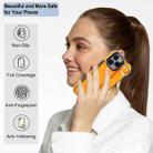 For iPhone 16 Pro Non-slip Full Coverage Ring PU Phone Case with Wristband(Orange) - 3