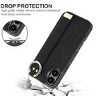 For iPhone 16 Plus Non-slip Full Coverage Ring PU Phone Case with Wristband(Black) - 2