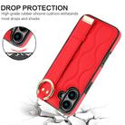 For iPhone 16 Plus Non-slip Full Coverage Ring PU Phone Case with Wristband(Red) - 2