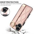 For iPhone 16 Plus Non-slip Full Coverage Ring PU Phone Case with Wristband(Rose Gold) - 2