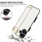 For iPhone 16 Plus Non-slip Full Coverage Ring PU Phone Case with Wristband(White) - 2