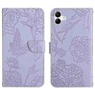 For Samsung Galaxy A05 Skin Feel Butterfly Embossed Flip Leather Phone Case(Purple) - 1