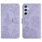 For Samsung Galaxy A05S / F14 4G Skin Feel Butterfly Embossed Flip Leather Phone Case(Purple) - 1