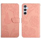For Samsung Galaxy A05S / F14 4G Skin Feel Butterfly Embossed Flip Leather Phone Case(Pink) - 1