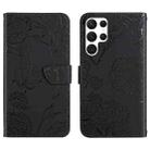 For Samsung Galaxy S24 Ultra 5G Skin Feel Butterfly Embossed Flip Leather Phone Case(Black) - 1