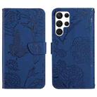 For Samsung Galaxy S24 Ultra 5G Skin Feel Butterfly Embossed Flip Leather Phone Case(Blue) - 1