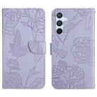For Samsung Galaxy S24+ 5G Skin Feel Butterfly Embossed Flip Leather Phone Case(Purple) - 1