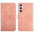 For Samsung Galaxy S24+ 5G Skin Feel Butterfly Embossed Flip Leather Phone Case(Pink) - 1