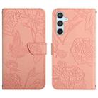 For Samsung Galaxy S24 5G Skin Feel Butterfly Embossed Flip Leather Phone Case(Pink) - 1