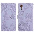 For Samsung Galaxy Xcover 7 5G Skin Feel Butterfly Embossed Flip Leather Phone Case(Purple) - 1