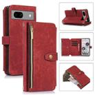 For Google Pixel 7a Dream 9-Card Wallet Zipper Bag Leather Phone Case(Red) - 1