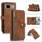 For Google Pixel 7a Dream 9-Card Wallet Zipper Bag Leather Phone Case(Brown) - 1