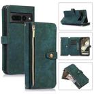 For Google Pixel 7 Pro Dream 9-Card Wallet Zipper Bag Leather Phone Case(Green) - 1