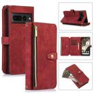 For Google Pixel 7 Pro Dream 9-Card Wallet Zipper Bag Leather Phone Case(Red) - 1