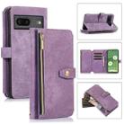 For Google Pixel 7 Dream 9-Card Wallet Zipper Bag Leather Phone Case(Purple) - 1