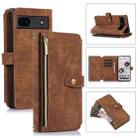 For Google Pixel 6a Dream 9-Card Wallet Zipper Bag Leather Phone Case(Brown) - 1