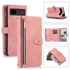 For Google Pixel 6a Dream 9-Card Wallet Zipper Bag Leather Phone Case(Pink) - 1