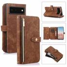 For Google Pixel 6 Dream 9-Card Wallet Zipper Bag Leather Phone Case(Brown) - 1