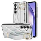 For Samsung Galaxy A54 5G Non-slip Full Coverage Ring PU Phone Case with Wristband(Silver) - 1