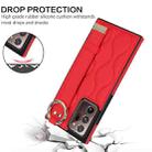 For Samsung Galaxy Note20 Ultra Non-slip Full Coverage Ring PU Phone Case with Wristband(Red) - 2