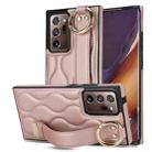 For Samsung Galaxy Note20 Ultra Non-slip Full Coverage Ring PU Phone Case with Wristband(Rose Gold) - 1