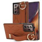 For Samsung Galaxy Note20 Ultra Non-slip Full Coverage Ring PU Phone Case with Wristband(Brown) - 1