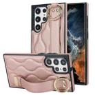 For Samsung Galaxy S22 Ultra Non-slip Full Coverage Ring PU Phone Case with Wristband(Rose Gold) - 1