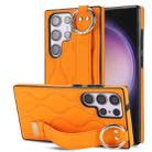 For Samsung Galaxy S23 Ultra Non-slip Full Coverage Ring PU Phone Case with Wristband(Orange) - 1
