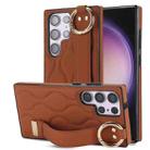 For Samsung Galaxy S23 Ultra Non-slip Full Coverage Ring PU Phone Case with Wristband(Brown) - 1