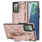 For Samsung Galaxy Note20 Non-slip Full Coverage Ring PU Phone Case with Wristband(Rose Gold) - 1