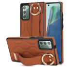 For Samsung Galaxy Note20 Non-slip Full Coverage Ring PU Phone Case with Wristband(Brown) - 1