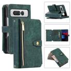 For Google Pixel Fold Dream 9-Card Wallet Zipper Bag Leather Phone Case(Green) - 1