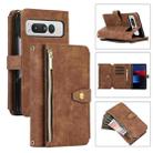 For Google Pixel Fold Dream 9-Card Wallet Zipper Bag Leather Phone Case(Brown) - 1