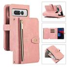 For Google Pixel Fold Dream 9-Card Wallet Zipper Bag Leather Phone Case(Pink) - 1
