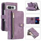 For Google Pixel Fold Dream 9-Card Wallet Zipper Bag Leather Phone Case(Purple) - 1