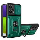 For Xiaomi Redmi Note 12 Turbo/Poco F5 Sliding Camshield TPU+PC Phone Case with Card Slot(Dark Green) - 1